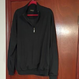 Nick Price Quarter Zip Cotton Cashmere Angora Lined Black  Men's XL Sweater